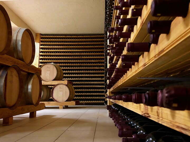 wine cellar at akanthos